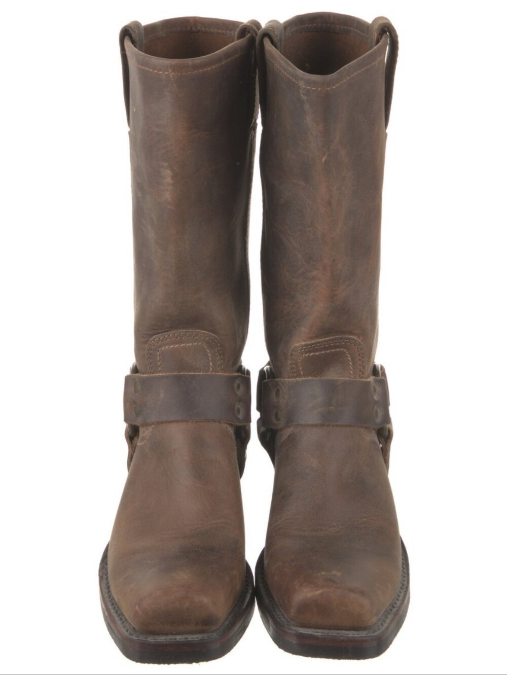 Frye Harness Leather Moto Boots In Brown